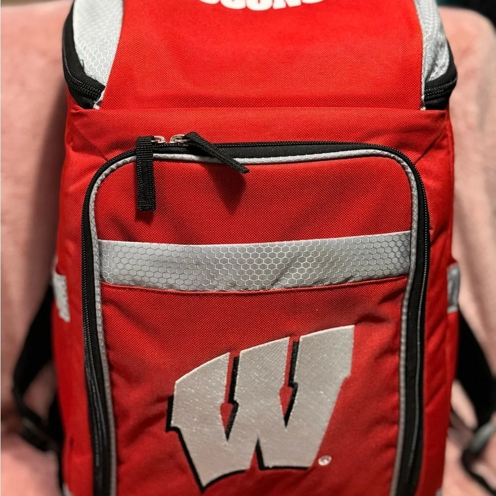 Badger’s Cooler Red Backpack with WISCONSIN Logo